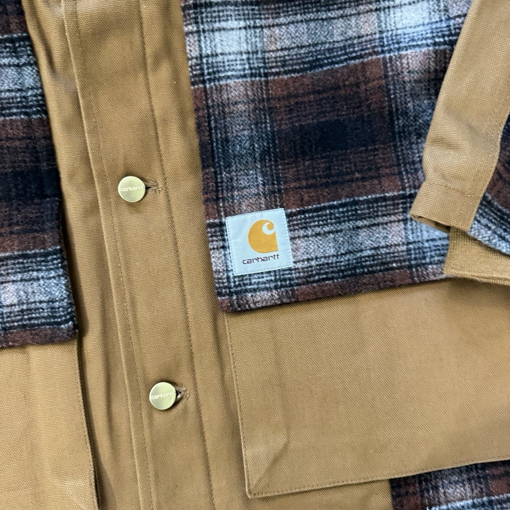 Carhartt‎ WIP Highland Jacket Work In Progress Tan Plaid Men's Sz M NWT - Picture 7 of 10